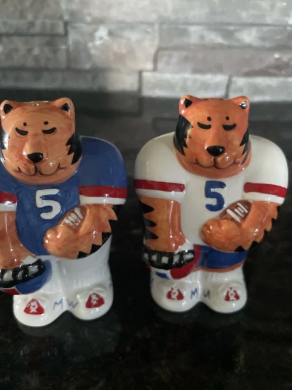 Tiger Football Players Salt &Pepper Shakers /Coco Dowley Certified International